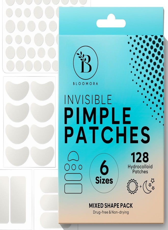BLOOMORA Large Pimple Patches for Face, Hydrocolloid Acne Patches, Variety Shapes Zit Stickers, Acne Spot Treatment, Blemish Spot Treatment, Round, Moon, Rectangle, Oval (6 Sizes, 128 Count) - Image 1